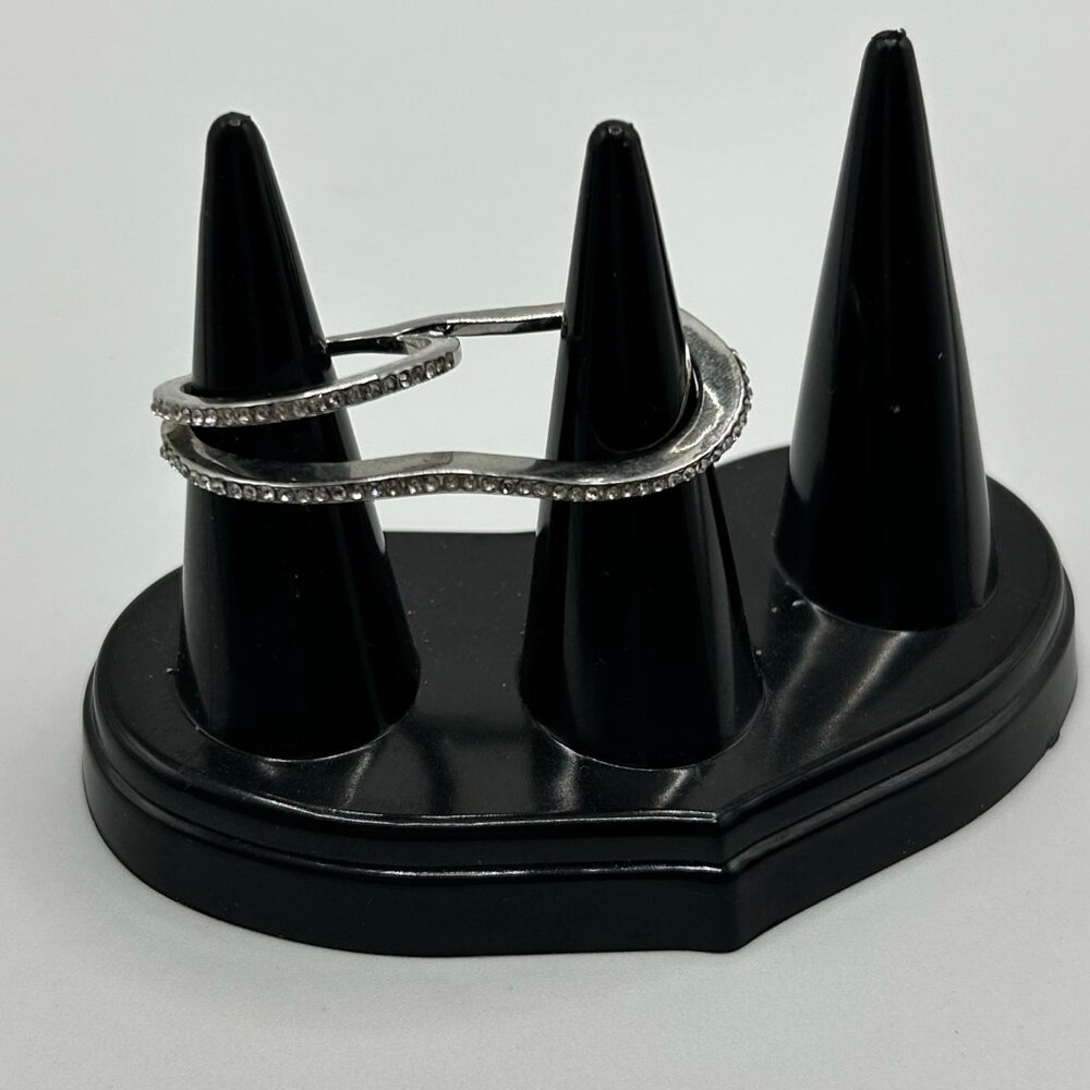 Torrid Bold & Edgy Silver-Tone Crystal Two-Finger Ring – Size 10 & 12